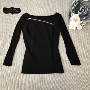 CHIARA BONI Le Petite Robe Brady Bateau Neck Cutout Evening Top Black Size IT38